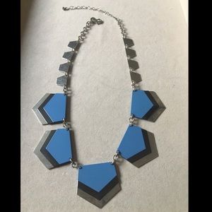 Express Blue Chevron Statement Necklace